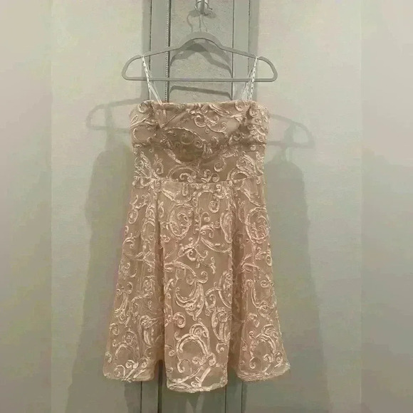 NWOT $268 SHO By Tadashi Sho Women's Pink Embroidered Fit & Flare Dress Size 12 - Picture 4 of 10